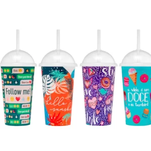 Vaso Shake C/ Pajita 550ml 9,3x23,4
