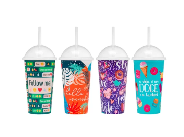 Vaso Shake C/ Pajita 550ml 9,3x23,4